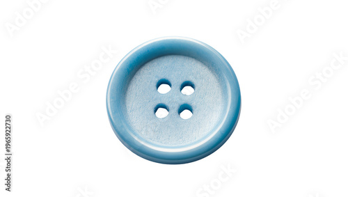 Bild auf Leinwand Blue round four-hole button, isolated on transparent background for fashion