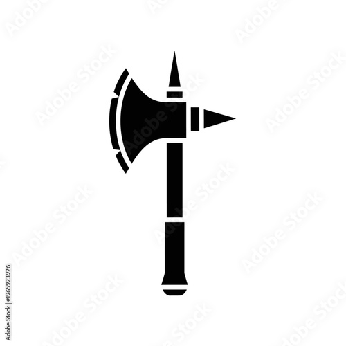 Halberd Silhouette: A stark, high-contrast silhouette of a medieval halberd, a formidable pole weapon used by soldiers, its imposing form a symbol of historic battles and martial strength.