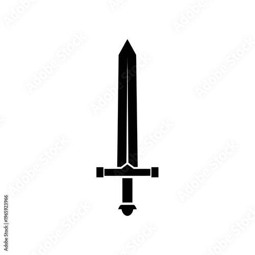 Sword Silhouette: A stark black silhouette of a medieval sword, its form a symbol of power, valor, and the historical tapestry of battles, ready to pierce the veil of imagination.