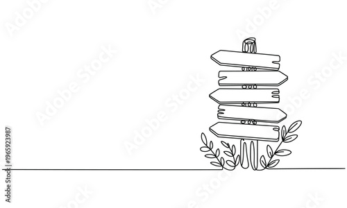 Wooden signpost with blank directional arrows isolated rustic guidepost design