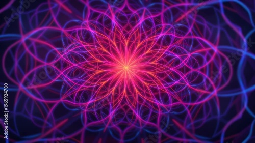 Celtic tree of life, glowing intricate symmetrical neon pattern with vibrant colors