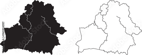 Map of Belarus with regions outlined in white lines