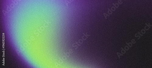 Vibrant abstract background with purple and green gradient, featuring a grainy noise texture isolated on black background, for presentations, banner, poster, header, cover, backdrop design. 