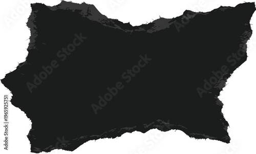 Abstract black graphic element with distressed, ripped edges offering a rugged texture for various design projects and creative compositions