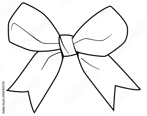 Ribbon bow outline illustration. 