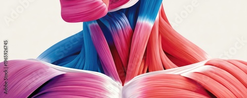Detailed anatomical illustration of human neck muscles for medical and educational use