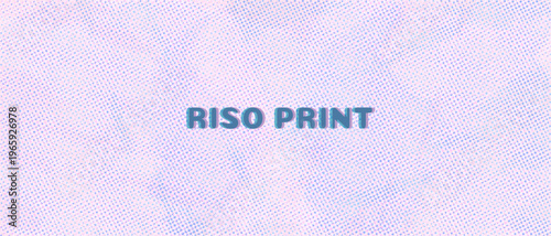 halftone gradient in risograph style blue pink risograph print texture background with text place. 