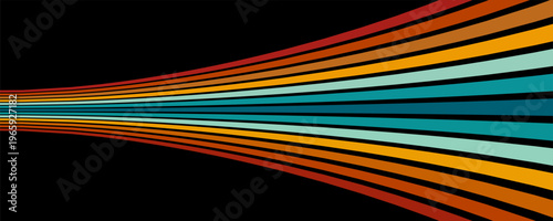 Abstract background of rainbow groovy Wavy Line design in 1970s Hippie Retro style. Vector pattern ready to use for cloth, textile, wrap and other. vector