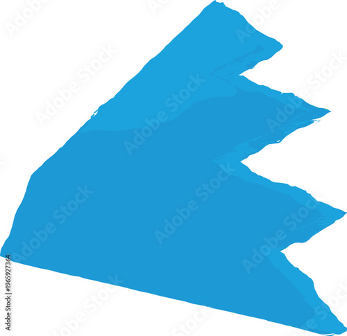 Dynamic textured blue geometric shape with an angular, arrow-like design, conveying movement and modern artistic flair for graphic design elements and abstract backgrounds