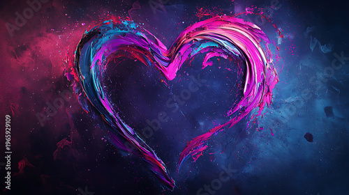 Vibrant Heart Shape Abstract Art with Swirling Colors.