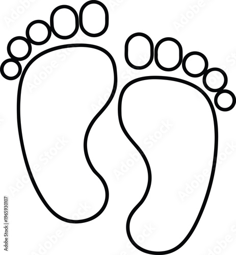 954 baby footprint single sole with heel and toes vector illustration on transparent background