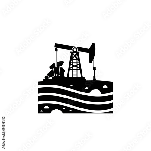 Silhouette of an oil pump jack extracting crude oil.