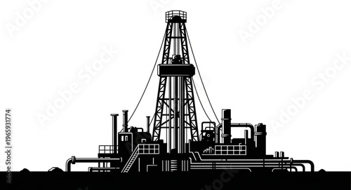 Silhouette of an Oil Rig - A Symbol of Energy Production.