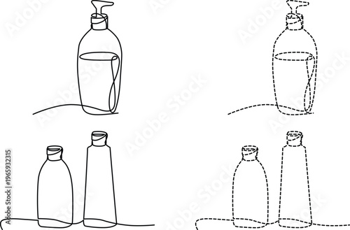 Comparison of soap dispenser and bottle designs with different shapes and styles Vector