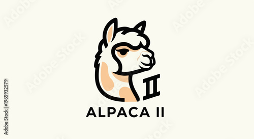 Stylized alpaca head and roman numeral II, with text