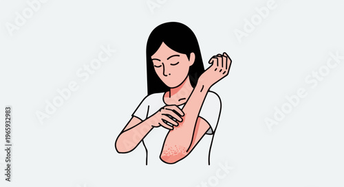 Woman scratching arm with rash