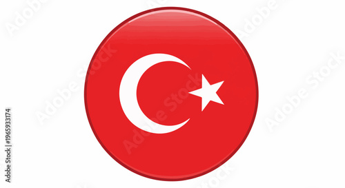 Red circular emblem with white crescent moon and star