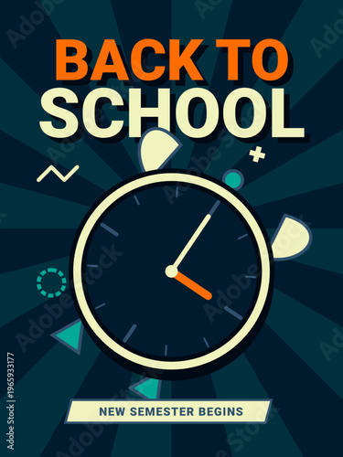Back to School Poster Template with Alarm Clock