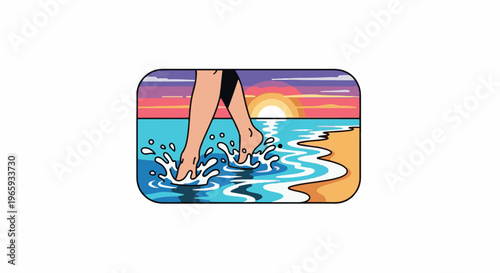 Walking on beach at sunset