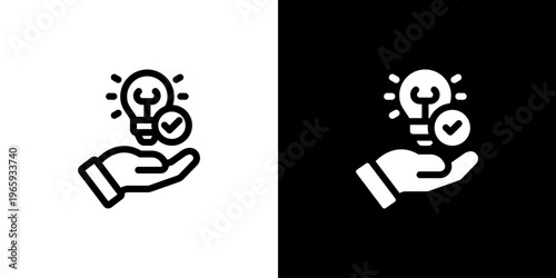 Solutions Management icon concept with flat Black White Background. Vector illustration.