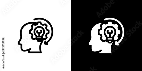 Ingenuity Creativity icon concept with flat Black White Background. Vector illustration.