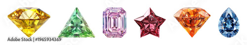 PNG Colorful gemstones with unique shapes on transparent background