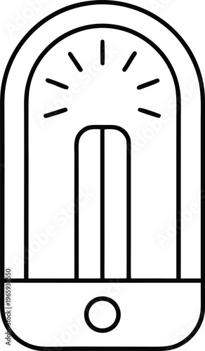 895 uv sterilizer chamber with lamp symbol inside detailed line art vector illustration on transparent background