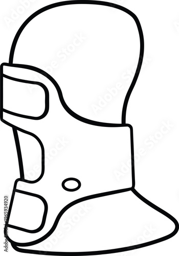 883 cervical collar neck brace with front opening detailed line art vector illustration on transparent background