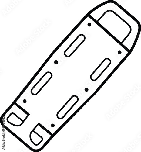 882 spine board rigid backboard with head immobilizer detailed line art vector illustration on transparent background
