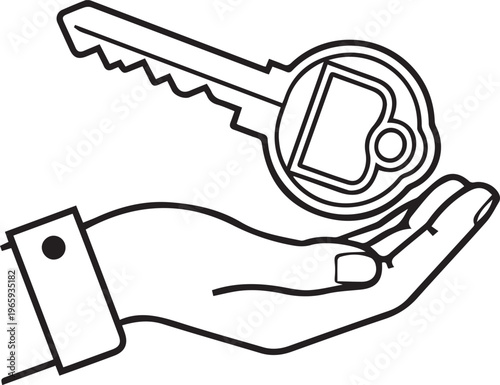 Modern Digital Key with DAO Logo Engraved Held by Human Hand – Crypto