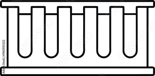 863 test tube rack holder with six vertical slots detailed line art vector illustration on transparent background