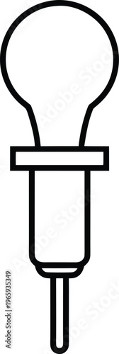 862 pipette filler rubber bulb or pump attached detailed line art vector illustration on transparent background