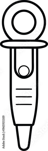 861 micropipette adjustable with tip ejector button detailed line art vector illustration on transparent background