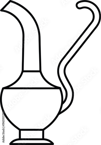 845 retort historic alchemy vessel with long downspout detailed line art vector illustration on transparent background