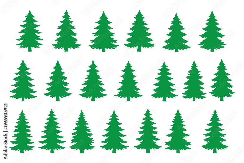 Obraz premium Christmas Tree Clipart Bundle – Simple Line & Filled Icons