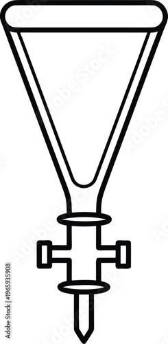 843 separatory funnel pear shaped with stopcock valve detailed line art vector illustration on transparent background