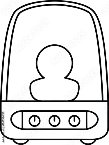 837 incubator transparent door with temperature control panel detailed line art vector illustration on transparent background