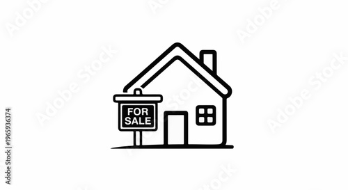 House with "FOR SALE" sign icon
