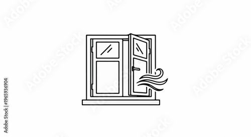 Open window with wind blowing through