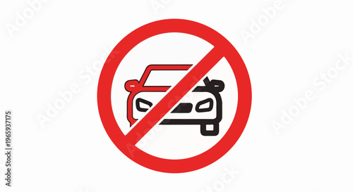 Red circle with a diagonal line over a car icon, indicating no vehicles allowed