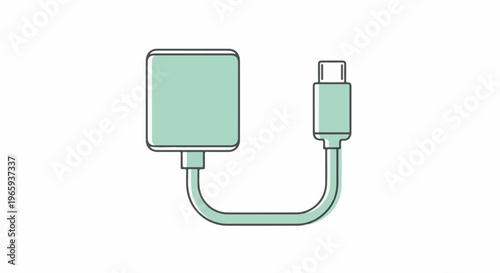 Minimalist graphic of a USB-C adapter with a cable