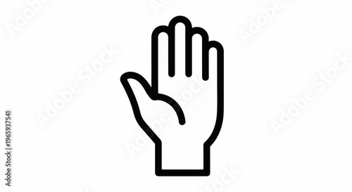 Simple black outline of a right hand with fingers extended upwards