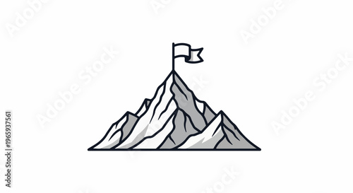 Stylized peak of a mountain with a flag at its summit