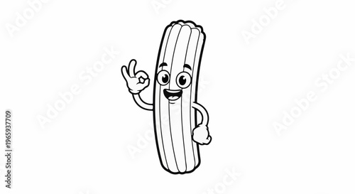 Cartoon noodle character with a smiling face and okay hand gesture