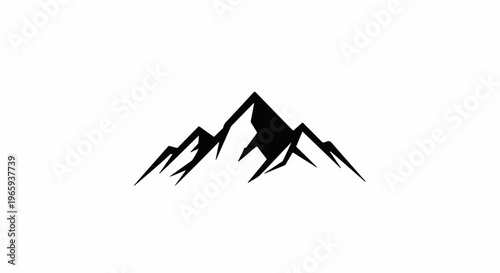 Stylized black mountain peaks against a stark white background