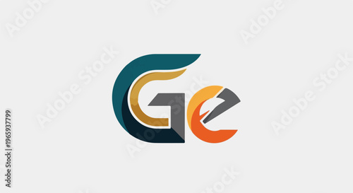 Abstract graphic logo design with layered G and E letters in teal, gold, gray, and orange Free Download Abstract graphic logo design with layered G and E letters in teal, gold, gray, and orange - GFXLoad