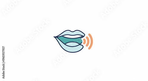 Stylized open mouth with sound waves emanating from it