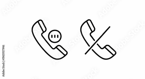 Two phone icons, one with a calling symbol, the other with a forbidden symbol