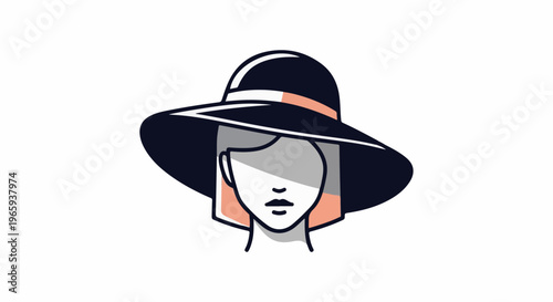 Stylized portrait of a woman wearing a wide-brimmed hat, abstract