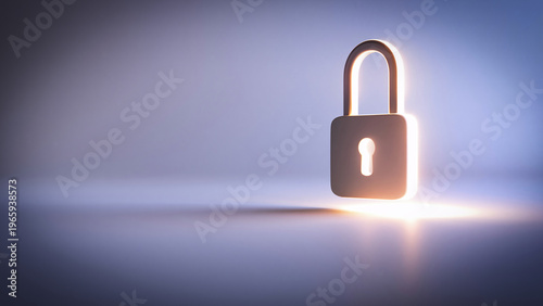 Glowing padlock icon on a clean minimal background with futuristic light. Modern cybersecurity concept for data protection, privacy, and secure digital access.